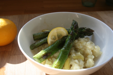 Meyer lemon risotto with green asparagus